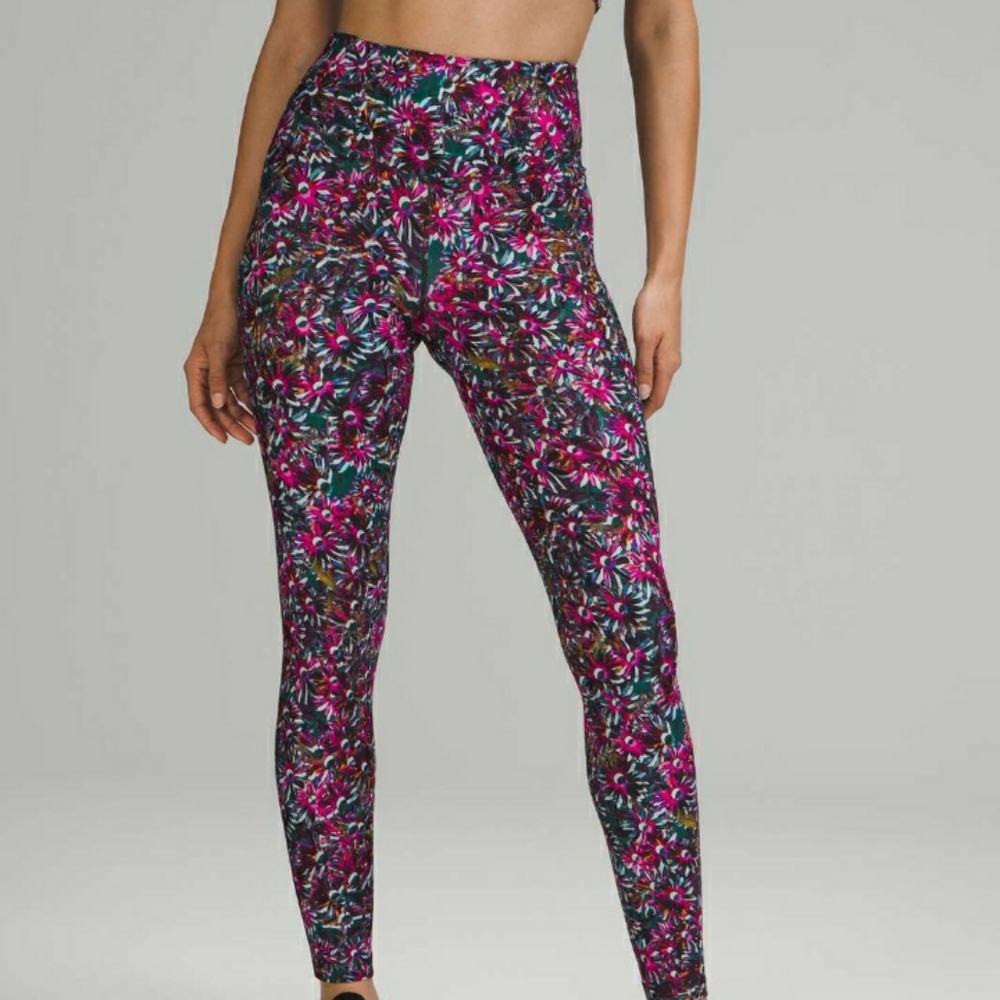 Lululemon Base Pace High-Rise Fleece Tight Floral Electric Multi Size 8